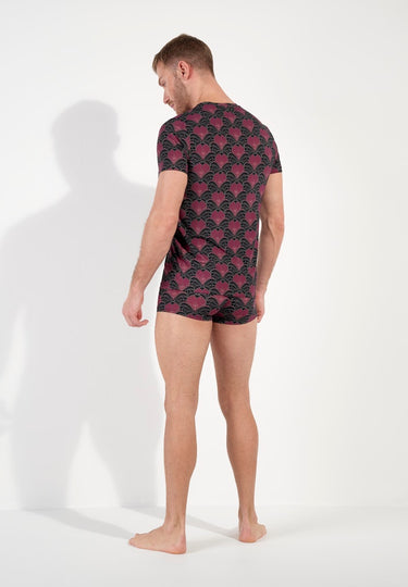 Carlyle Tee-Shirt V Neck | Bordeaux Print 403092-P0ZQ